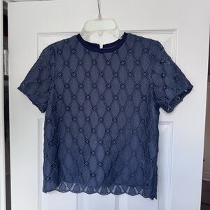 Mango Navy Top Crochet